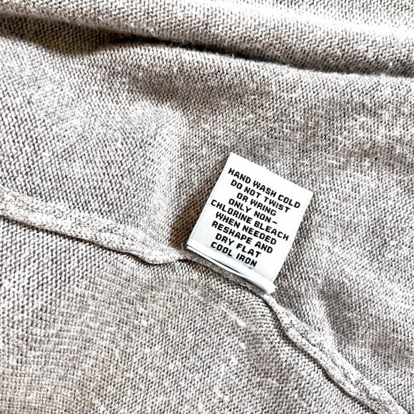 Joan Vass Cardigan  Size S Open Front Light Grey Knit Sweater Roll-tab Sleeves - Picture 12 of 14